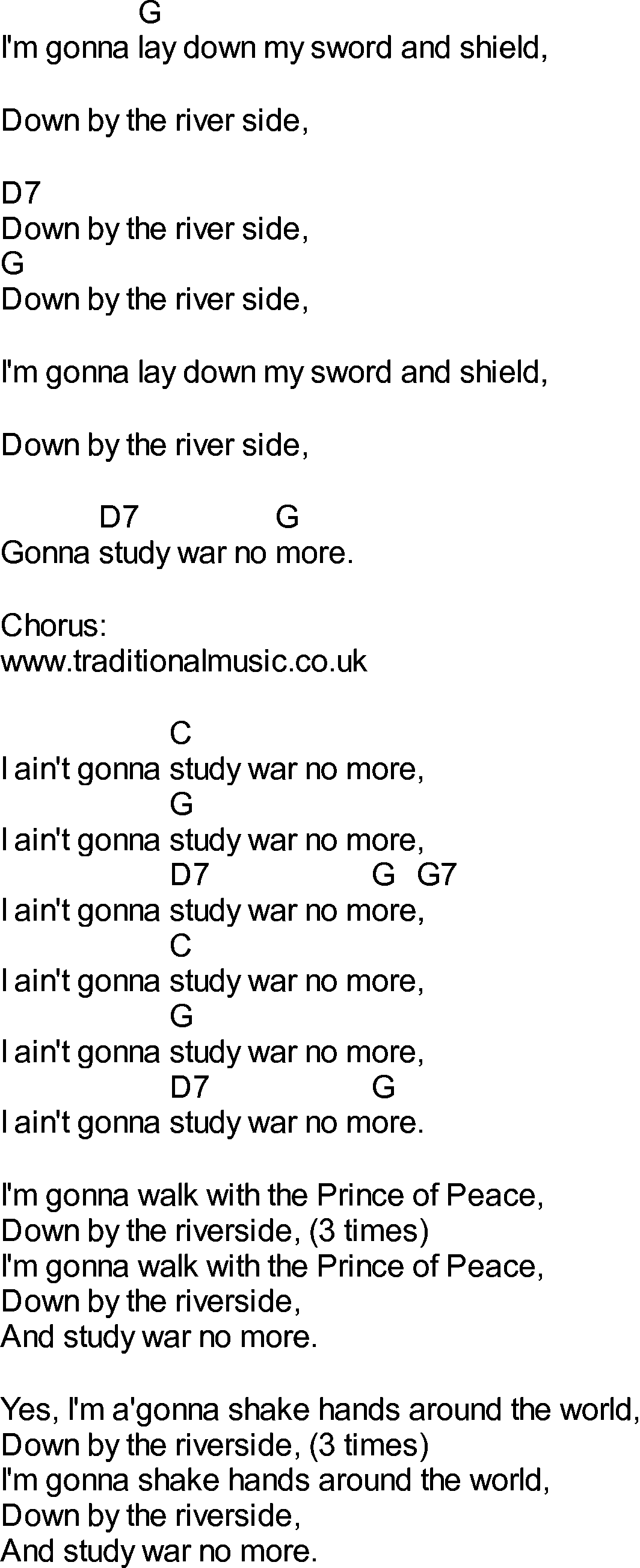 Bluegrass songs with chords - Study War No More